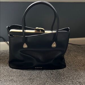 Cromia Black Leather Tote Bag